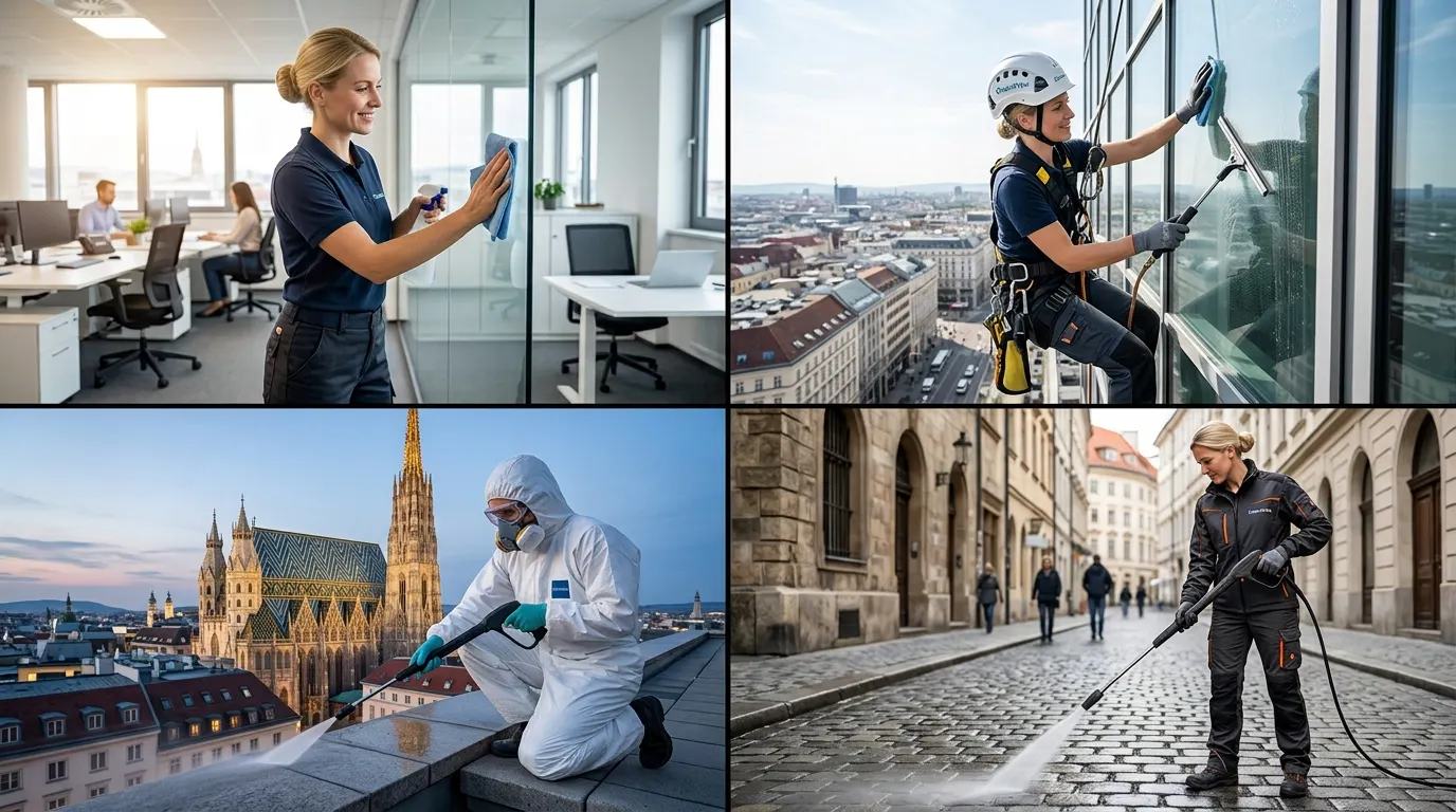 Clean4You Reinigungskraft bei der Büroreinigung in Wien