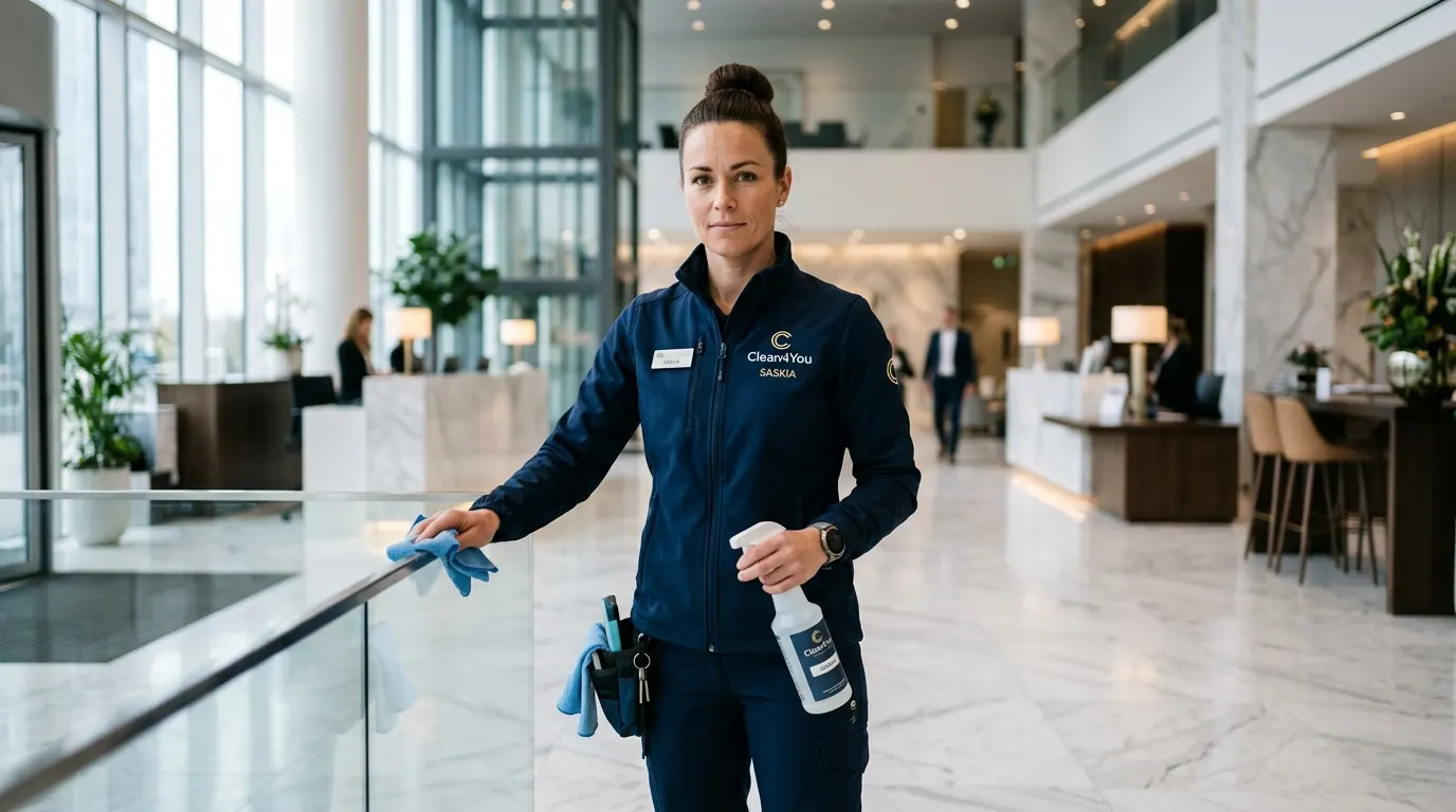 Unterhaltsreinigung Wien – Clean4You Team bei der Objektreinigung